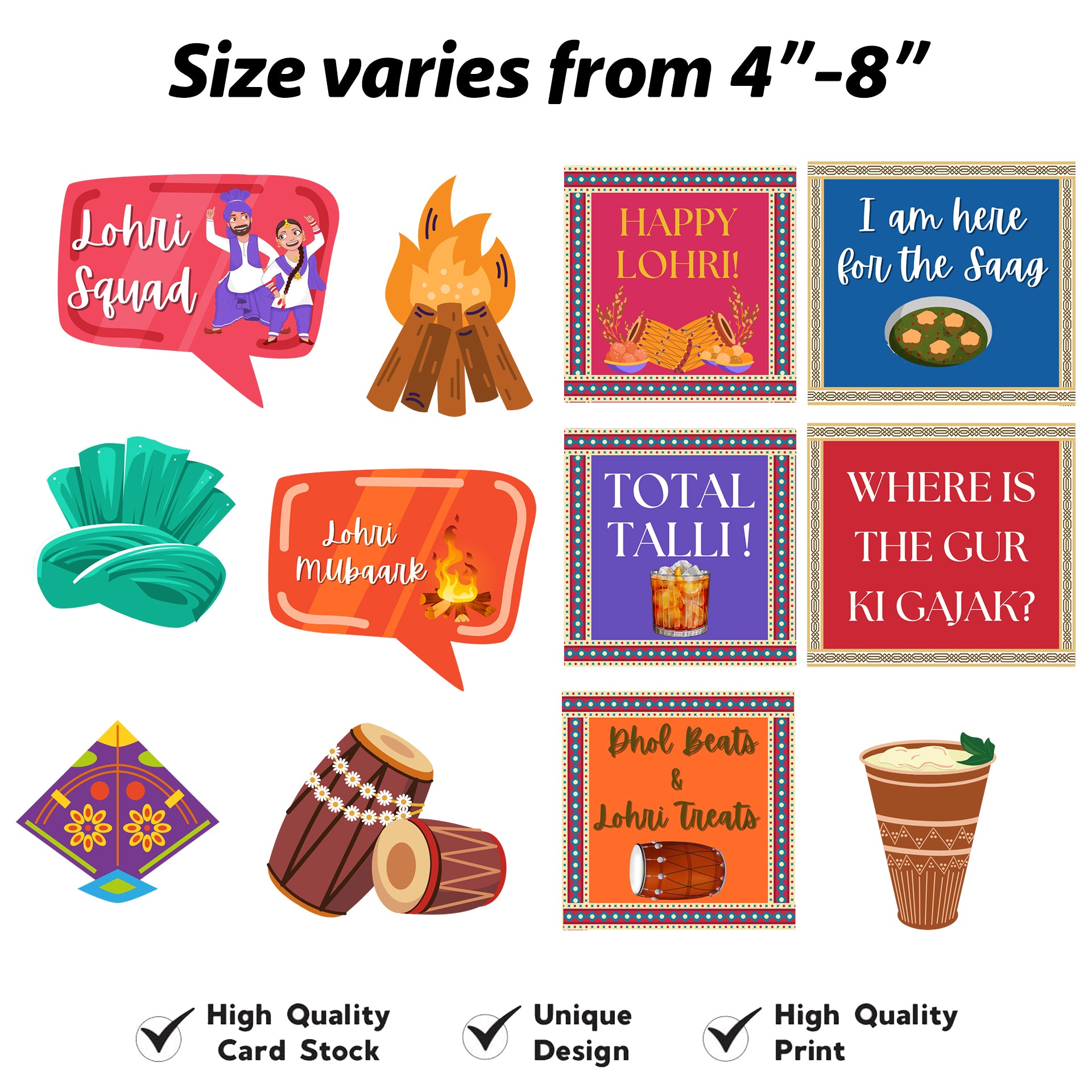 Lohri Party Photo Booth Props Kit