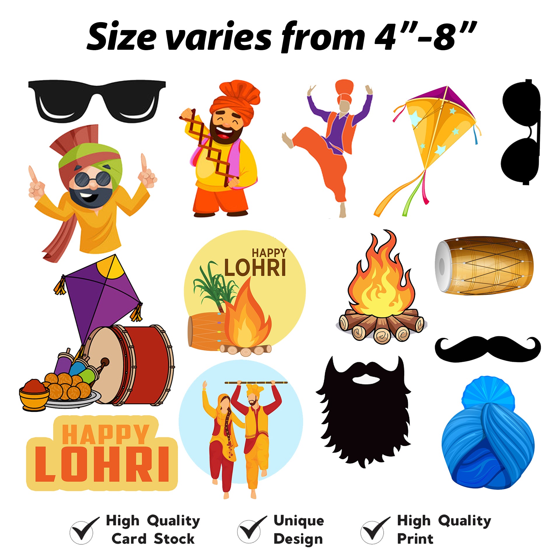 Lohri Party Photo Booth Props Kit