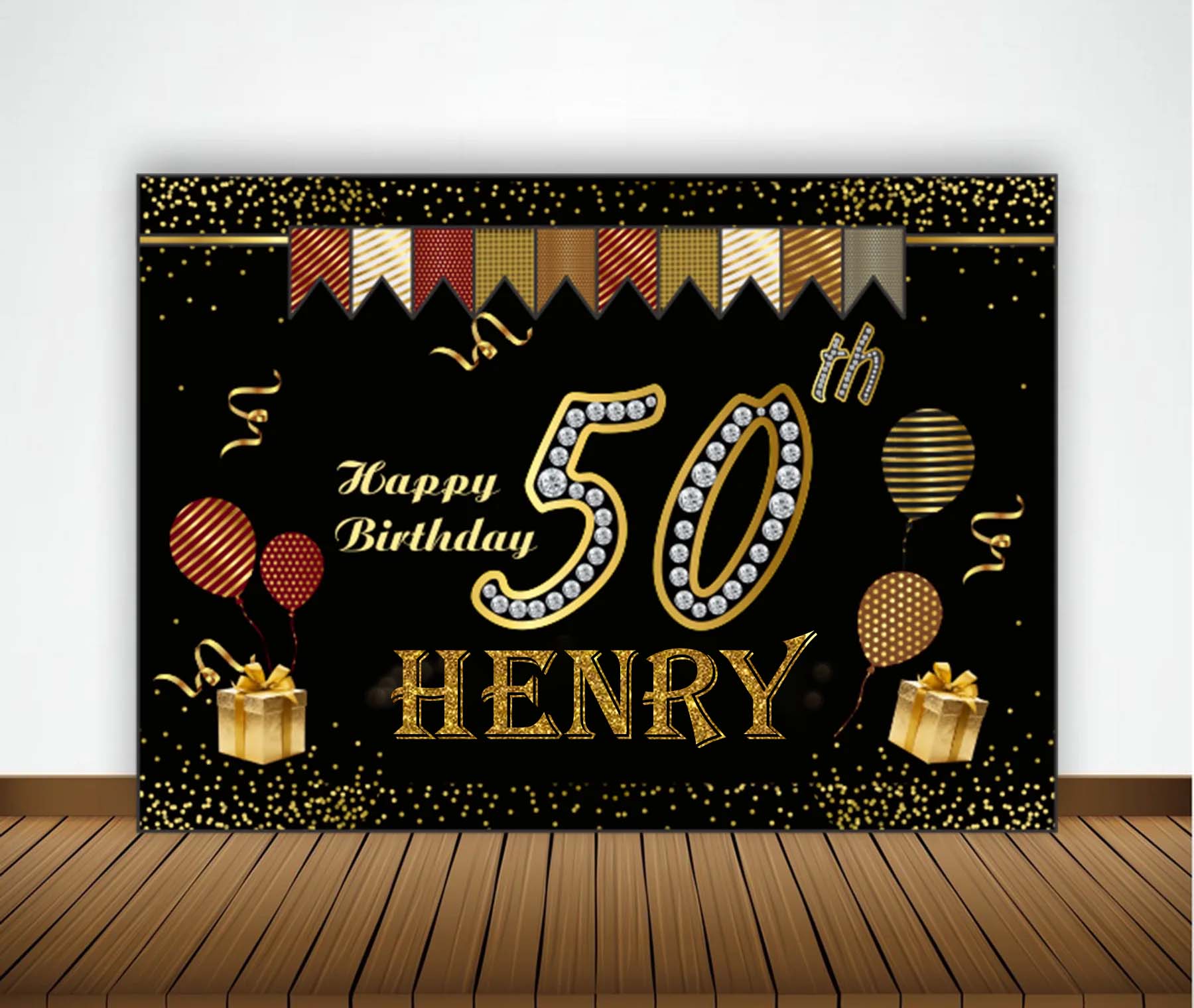 50th Theme Birthday Party Personalized Backdrop