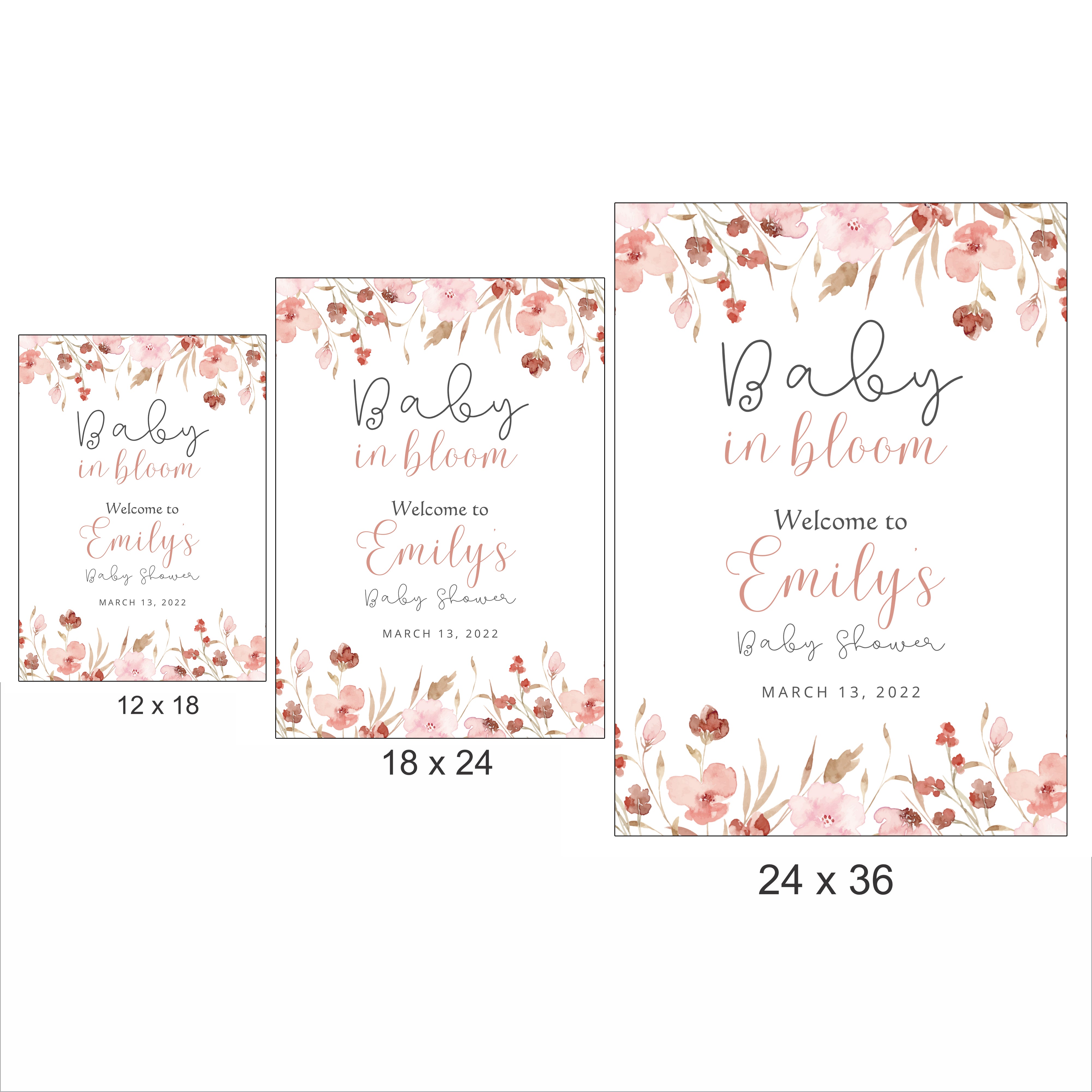 Baby in Bloom Baby Shower Welcome Board Sign for Decoration
