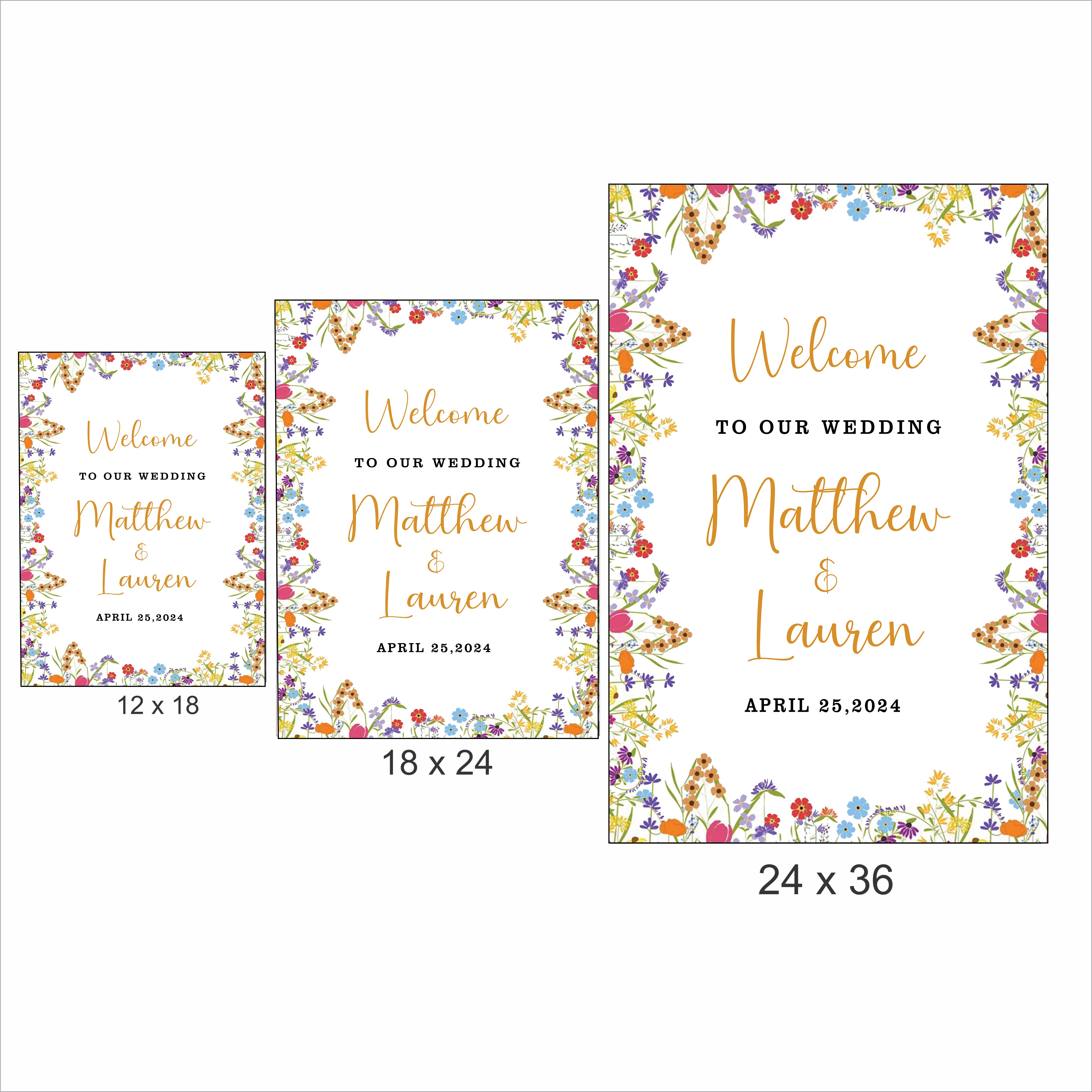 Wild Flower Theme Wedding Welcome Sign Board for Decoration