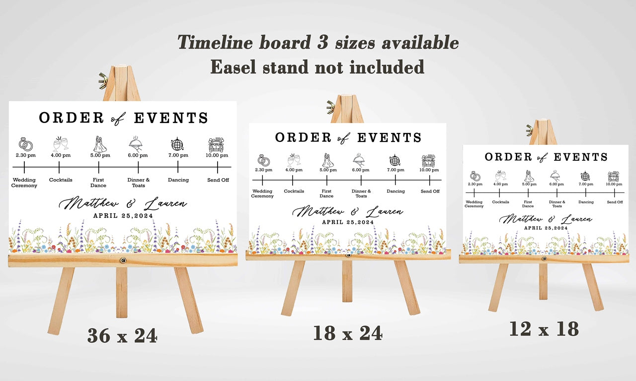 Wild Flower Wedding Day Timeline Board