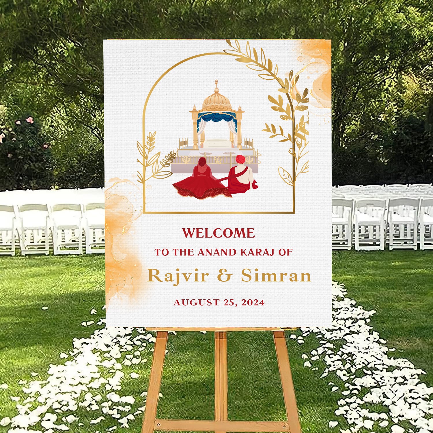 Indian Punjabi Wedding Anand Karaj Ceremony Welcome Board for Decoration
