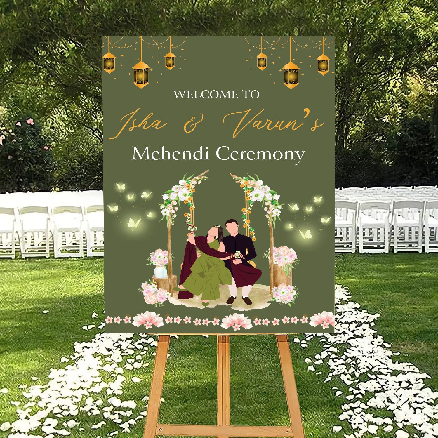 Mehndi Ceremony Signage or Welcome Board for Decoration