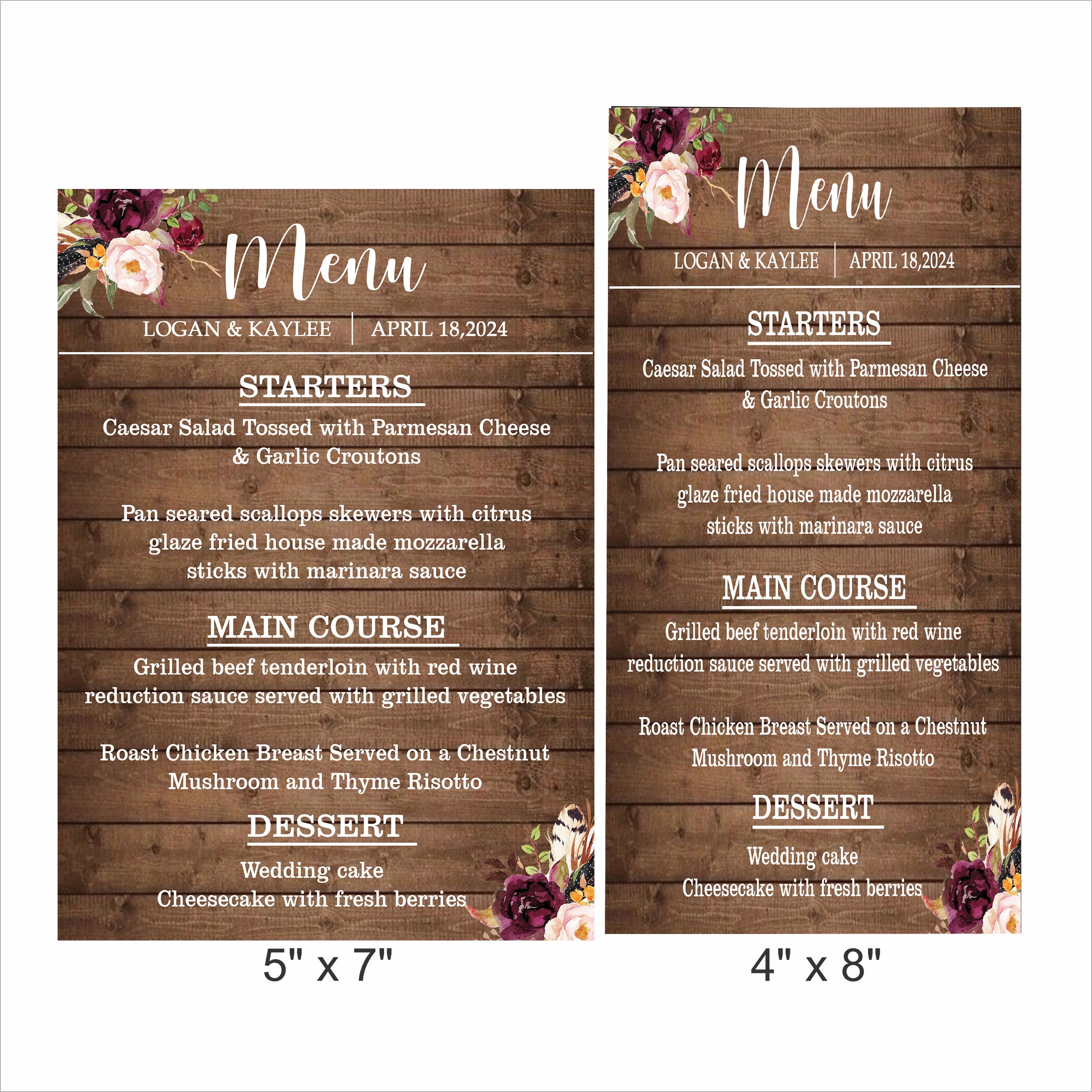 Rustic Theme Wedding Menu Card
