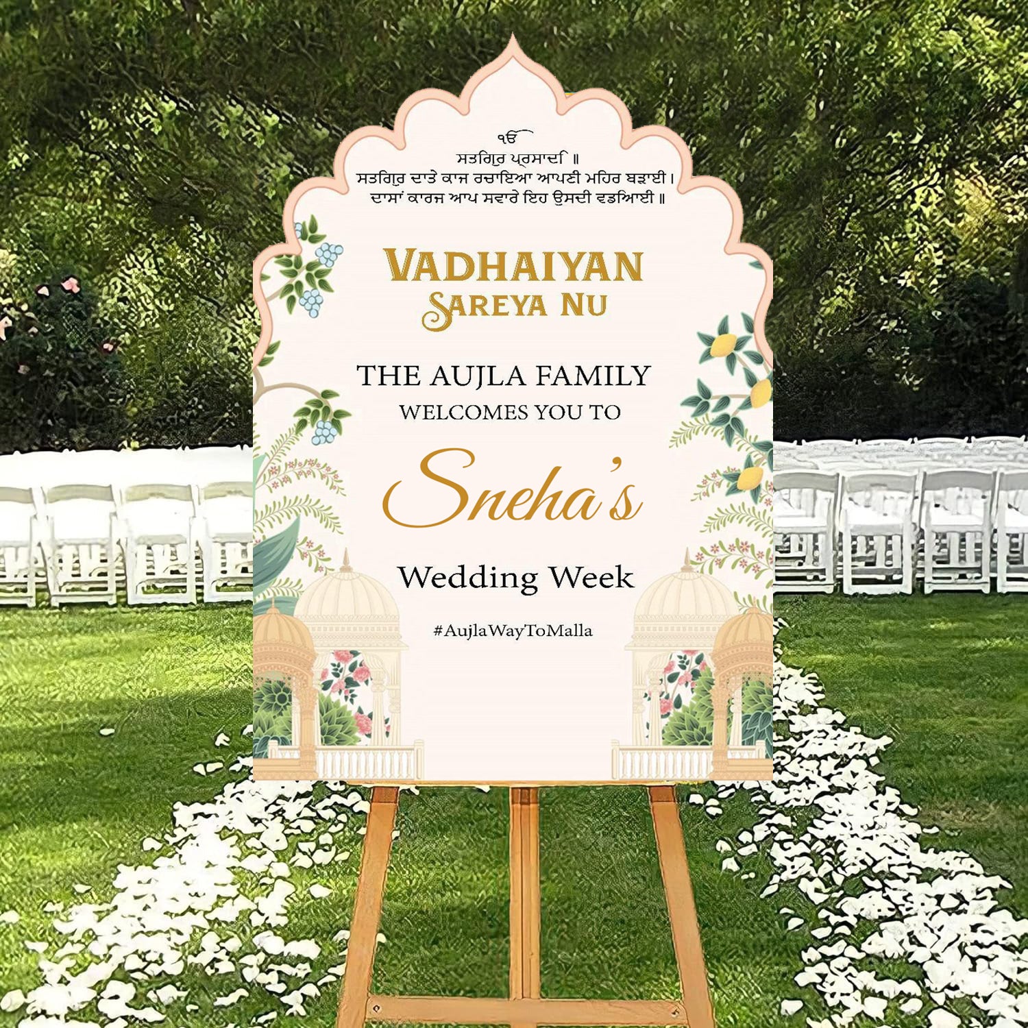 Indian Wedding Week Ceremony Welcome Board for Decoration