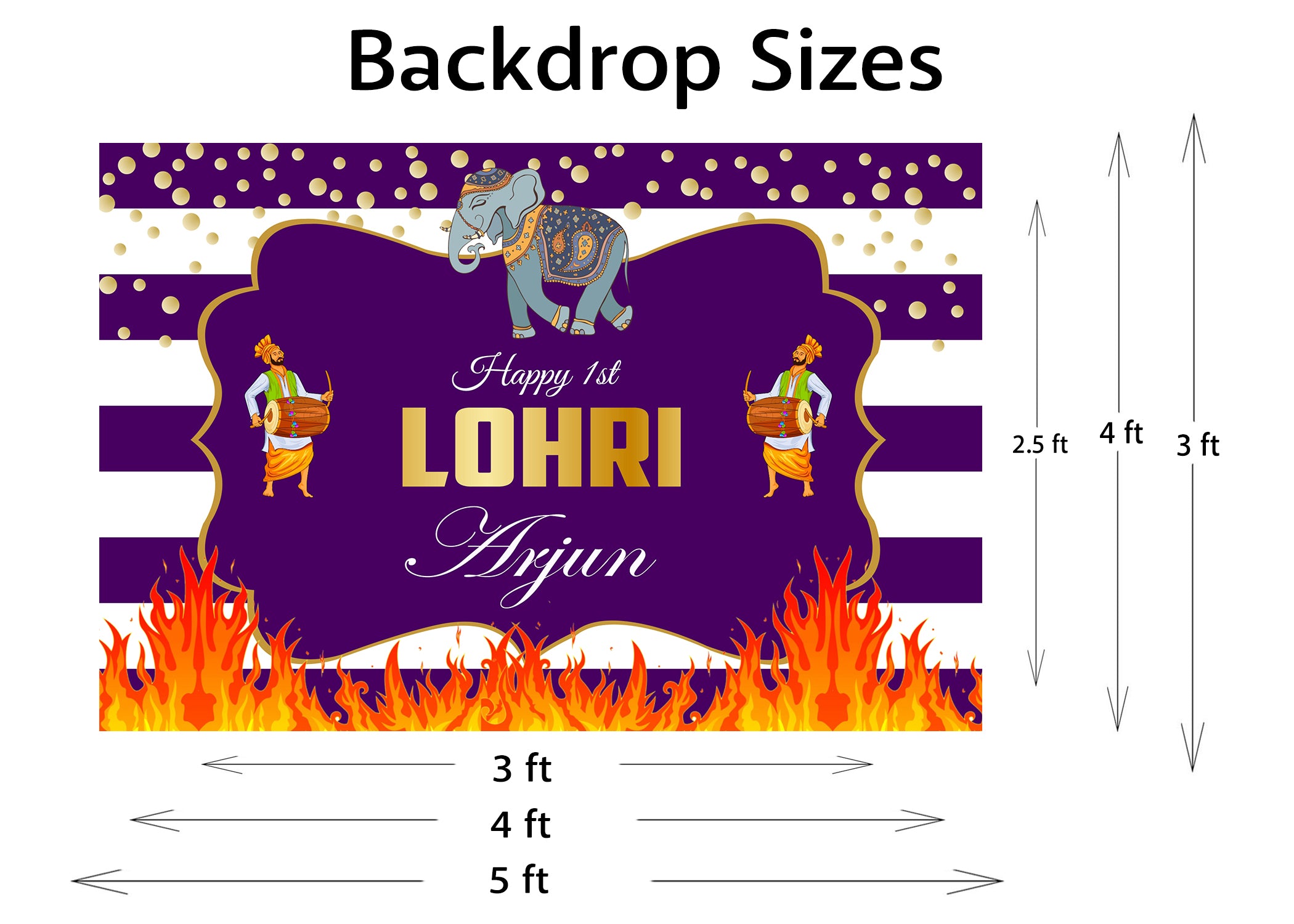 Lohri Party Personalized Backdrop for Decoration