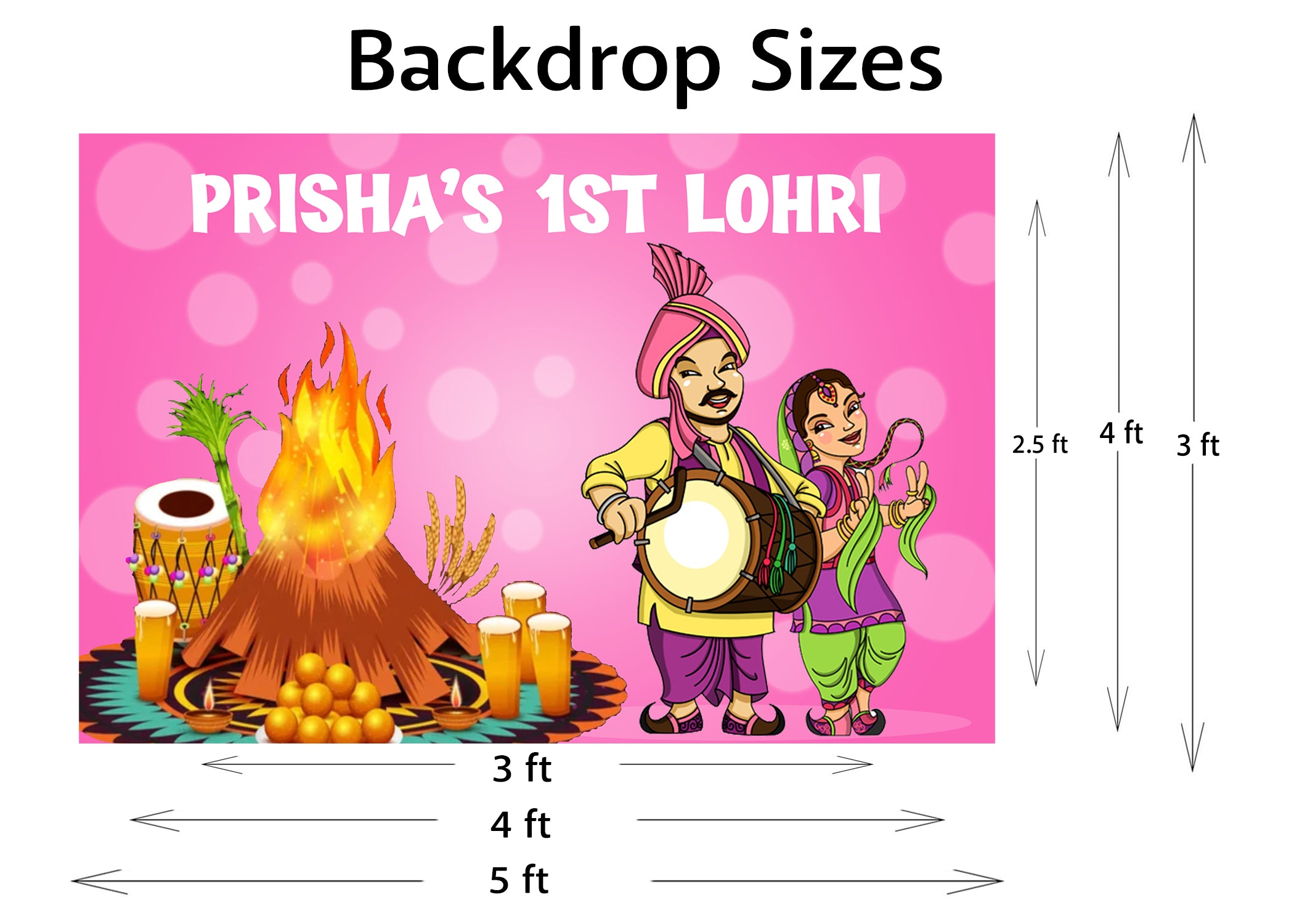 Lohri Party Personalized Backdrop