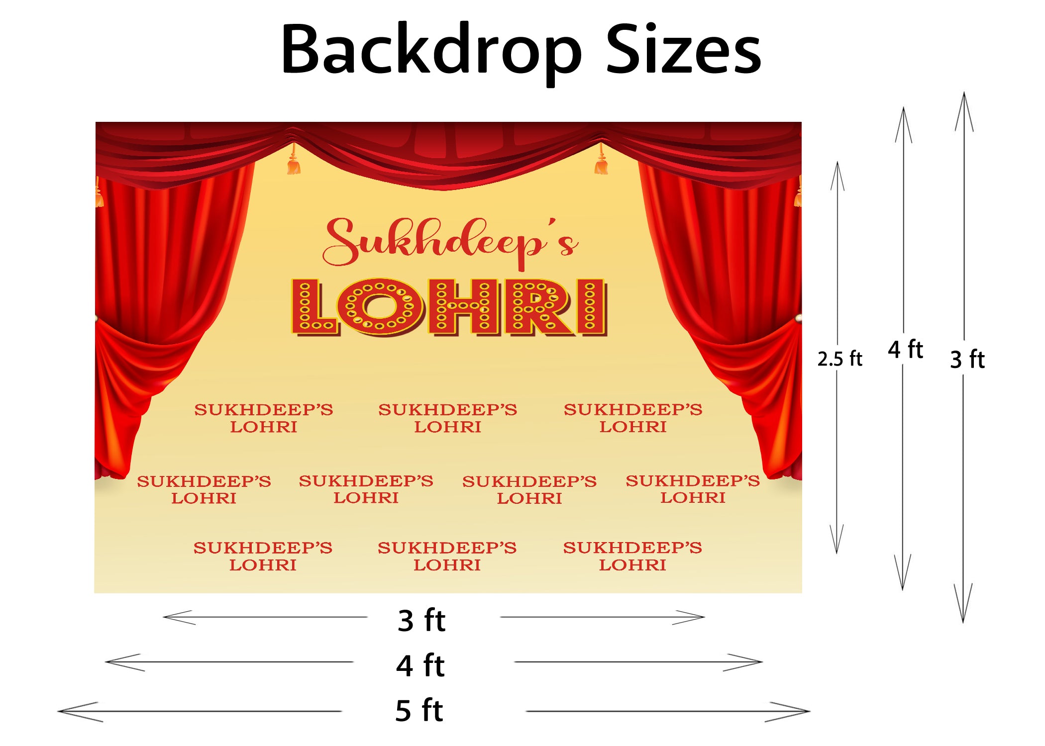 Lohri Party Personalized Backdrop for Decoration