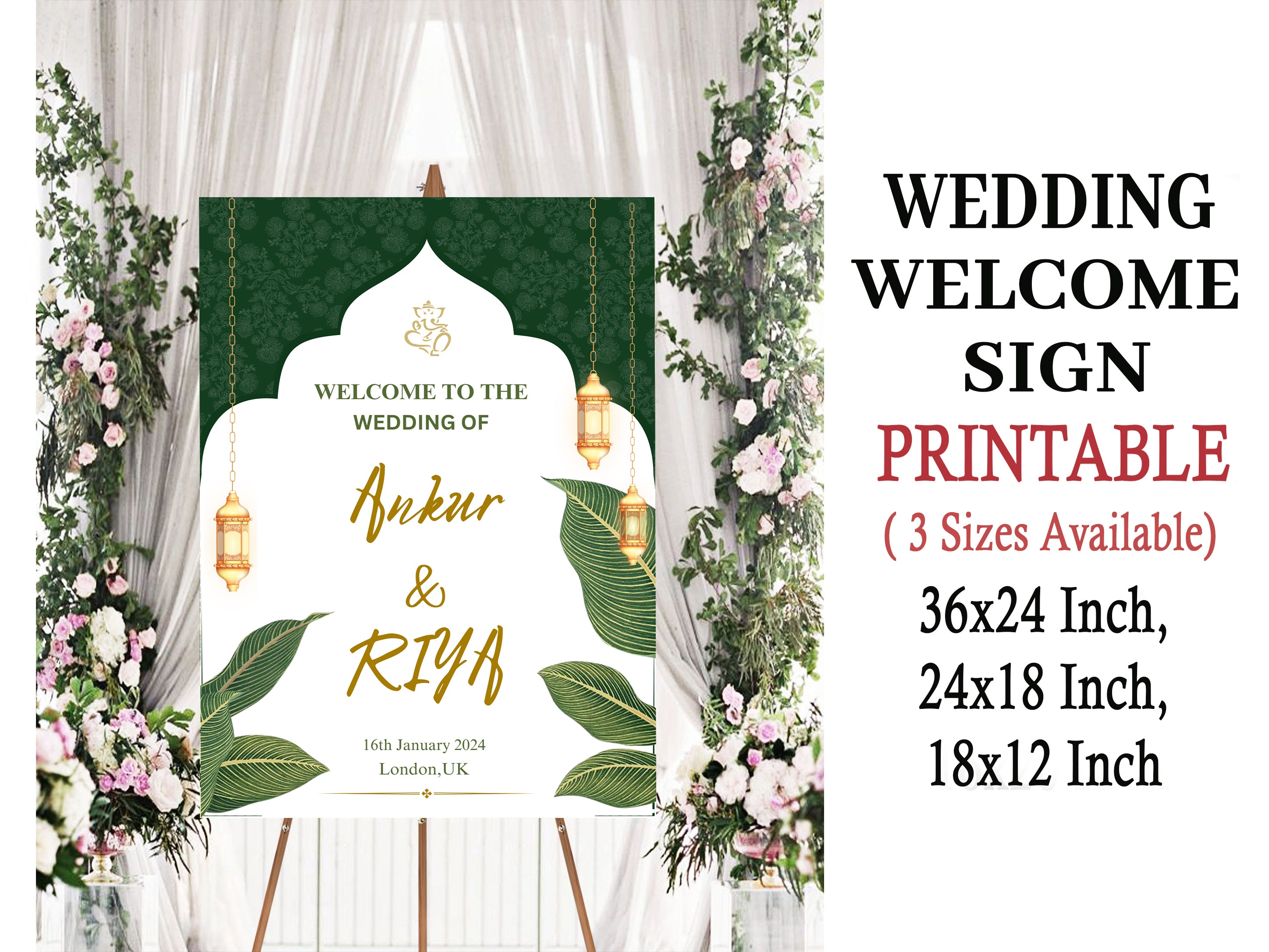 Indian Wedding Ceremony Welcome Board for Decoration
