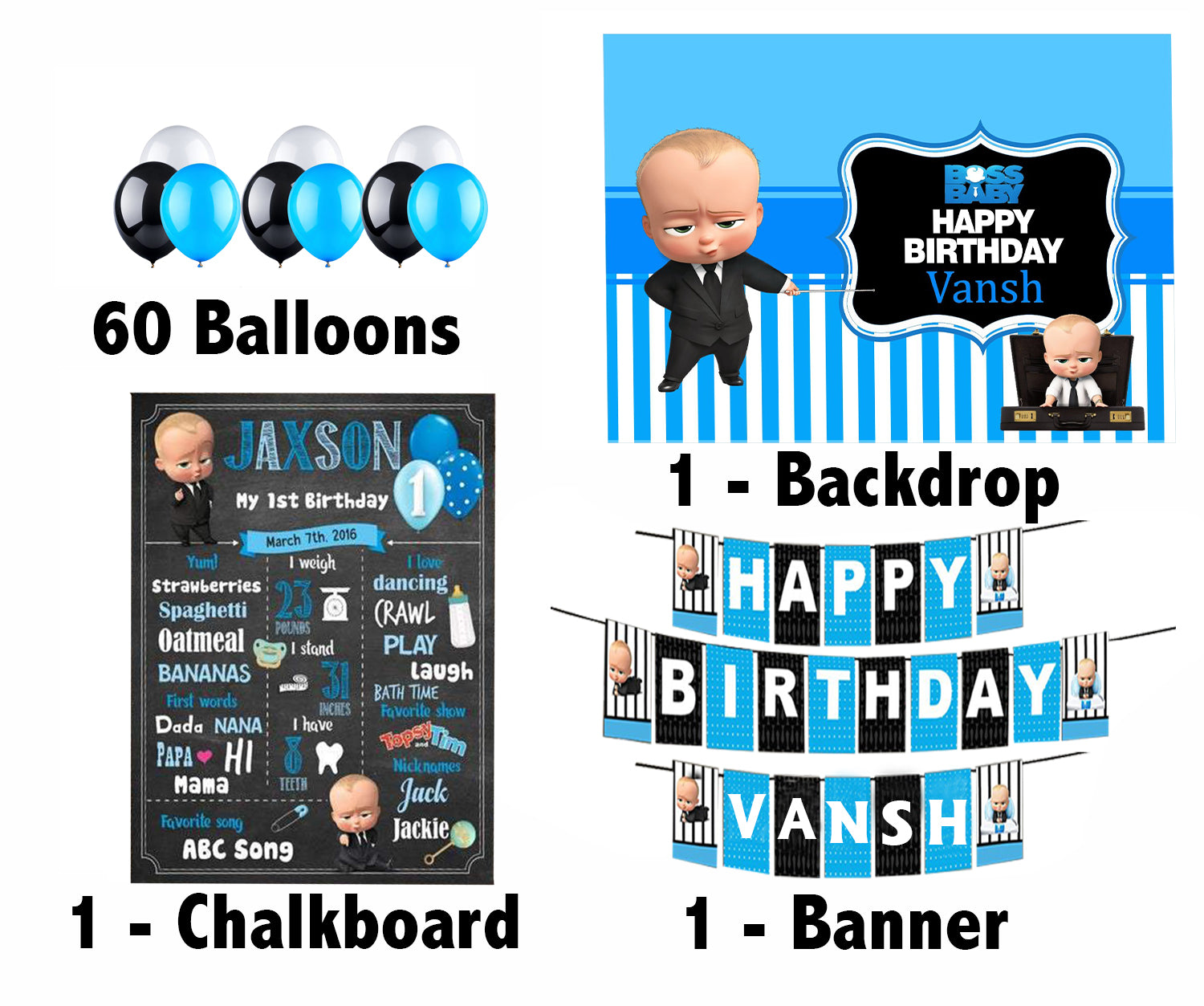 Boss Baby Birthday Party Personalized Multi-Saver Combo For Your Kids First Birthday
