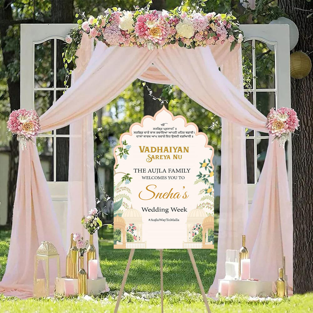 Indian Wedding Week Ceremony Welcome Board for Decoration