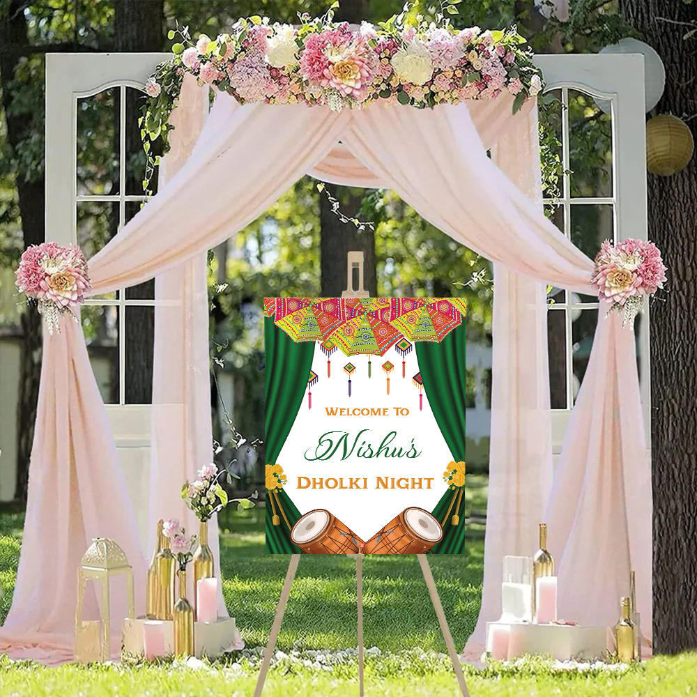 Dholki Ceremony Signage or Welcome Board for Decoration