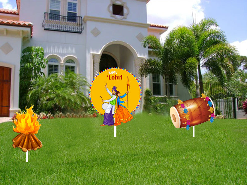 Lohri Party Cutouts for Decoration- Set of 3