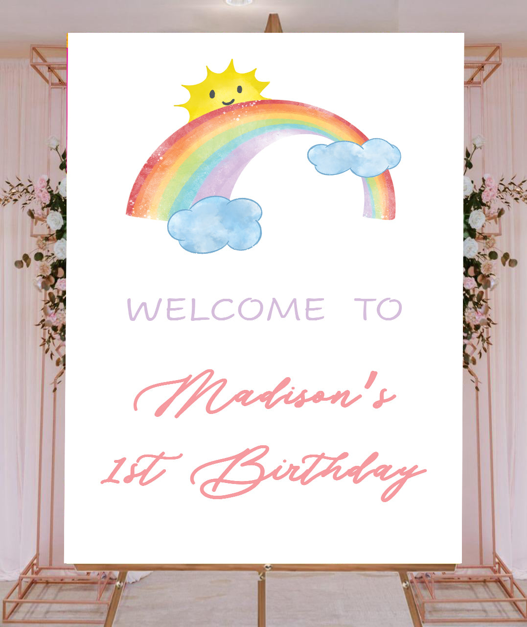 Rainbow Theme Birthday Party Yard Sign/Welcome Board