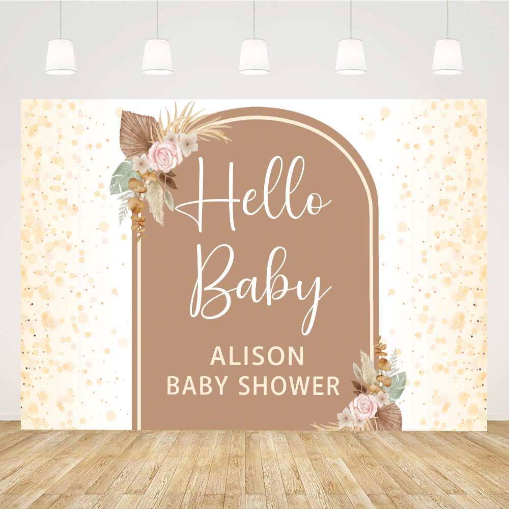 Boho Theme Baby Shower Party Personalized Backdrop