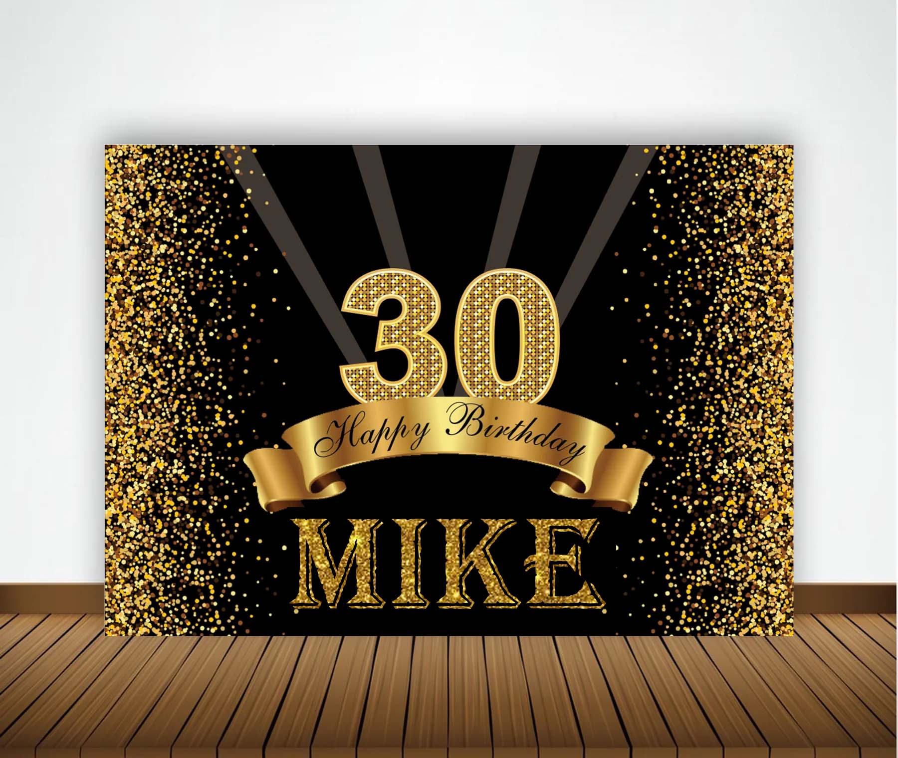 30th Theme Birthday Party Personalized Backdrop.