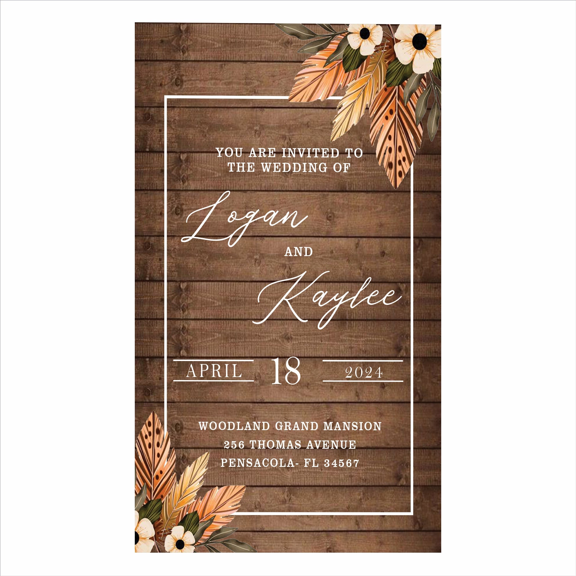 Rustic Wedding E- Invite/Printed Invitation Card