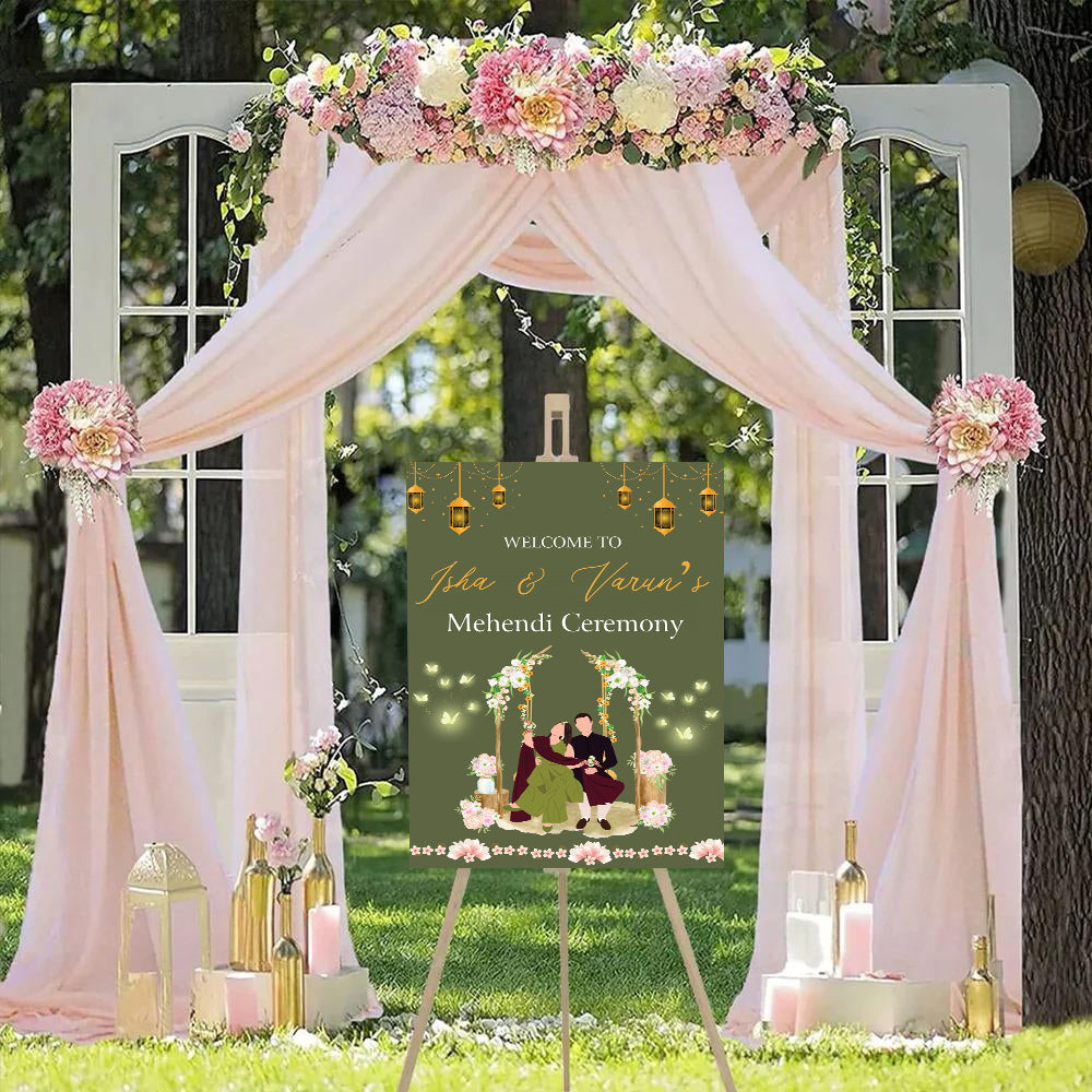 Mehndi Ceremony Signage or Welcome Board for Decoration