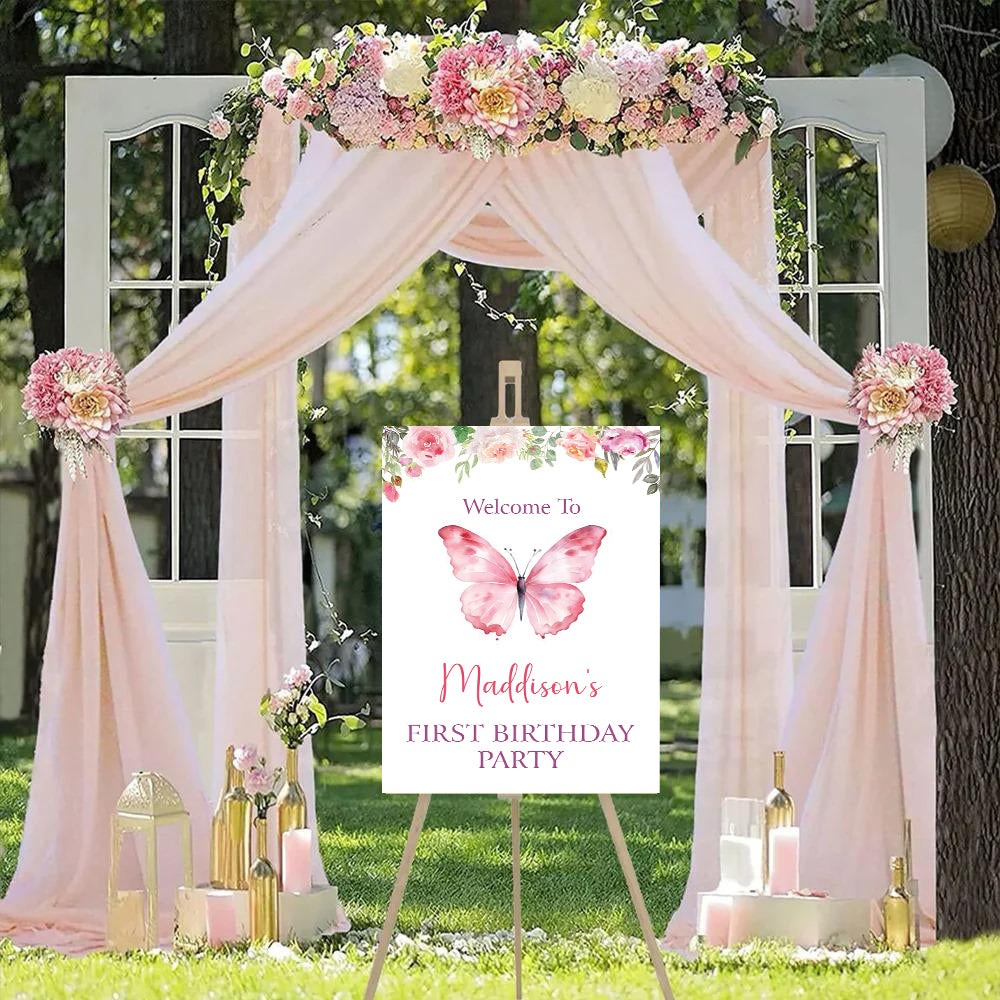 Butterfly Theme Birthday Party Yard Sign/Welcome Board