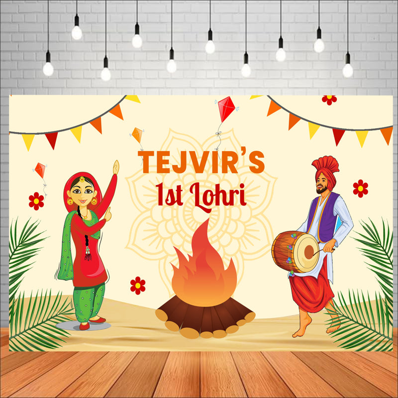Lohri Party Personalized Backdrop for Decoration
