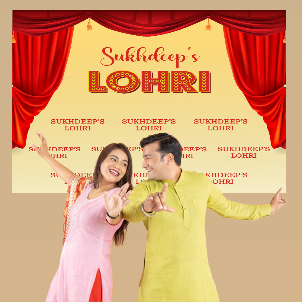 Lohri Party Personalized Backdrop for Decoration