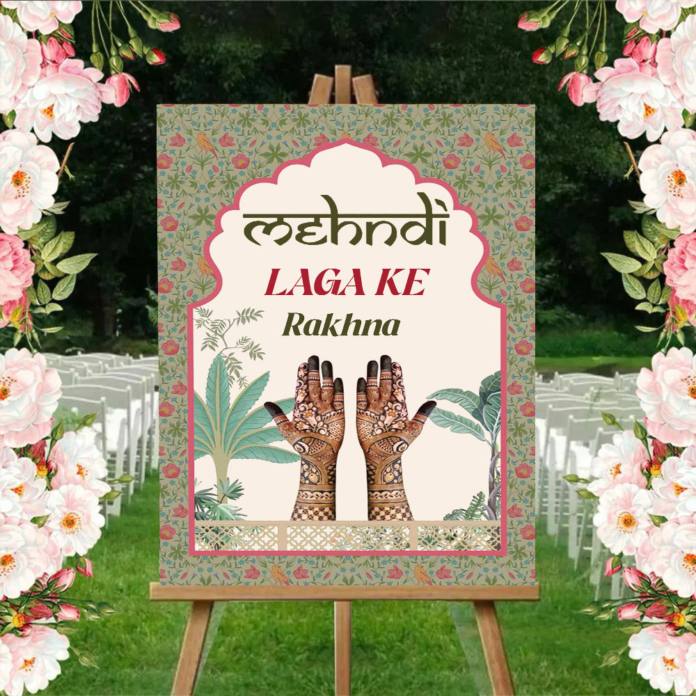 Mehndi Ceremony Signage or Welcome Board for Decoration