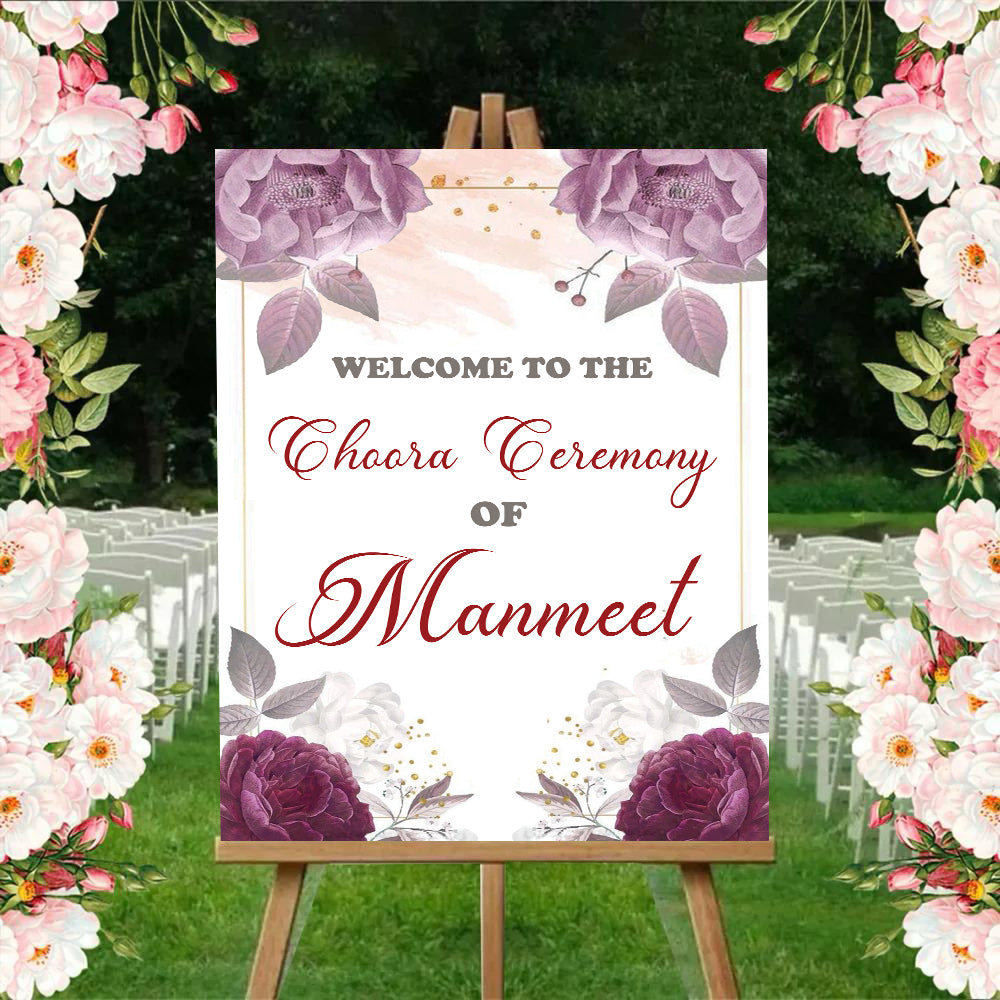 Choora Ceremony Signage Welcome Board for Decoration
