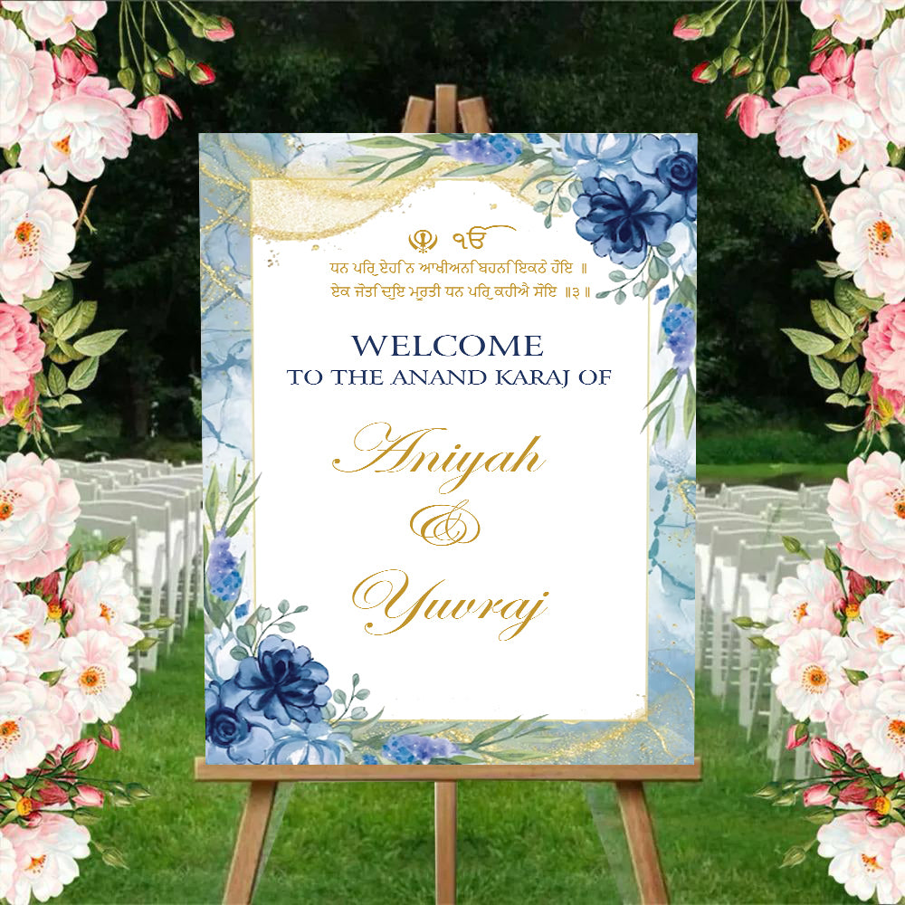 Indian Punjabi Wedding Anand Karaj Ceremony Welcome Board for Decoration