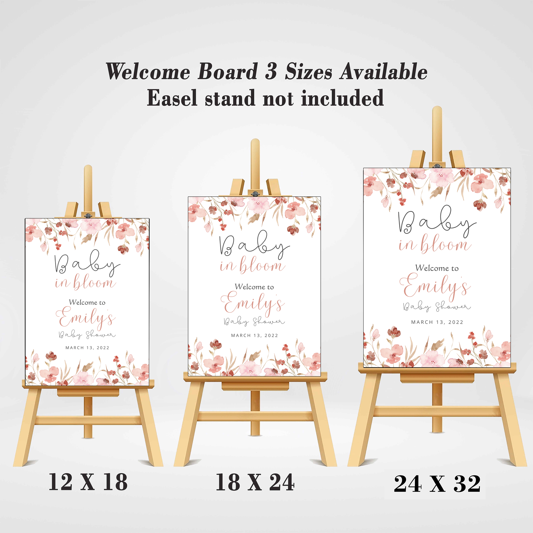 Baby in Bloom Baby Shower Welcome Board Sign for Decoration