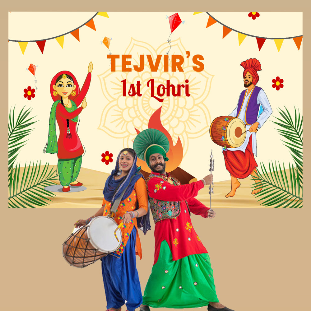 Lohri Party Personalized Backdrop for Decoration