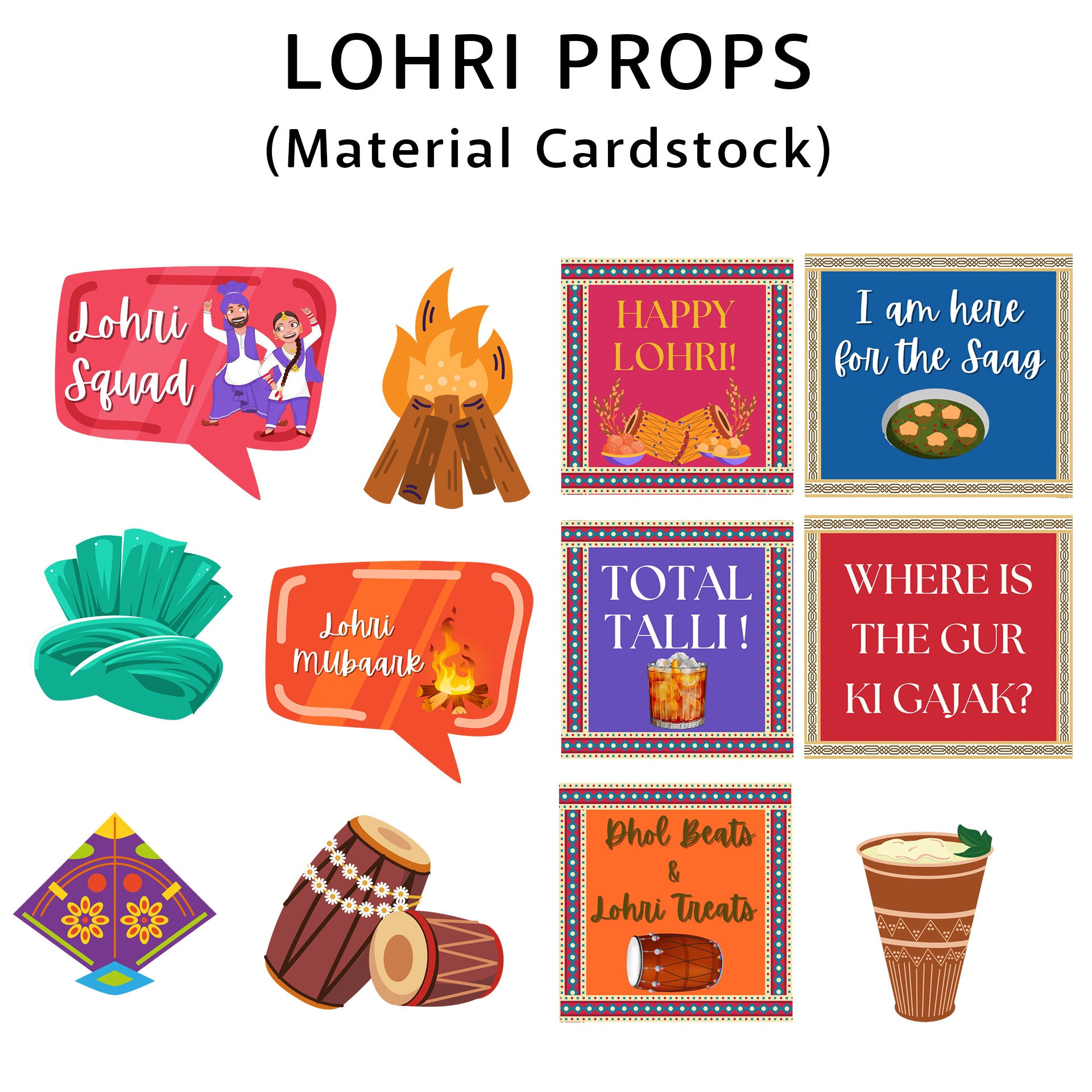 Lohri Party Photo Booth Props Kit