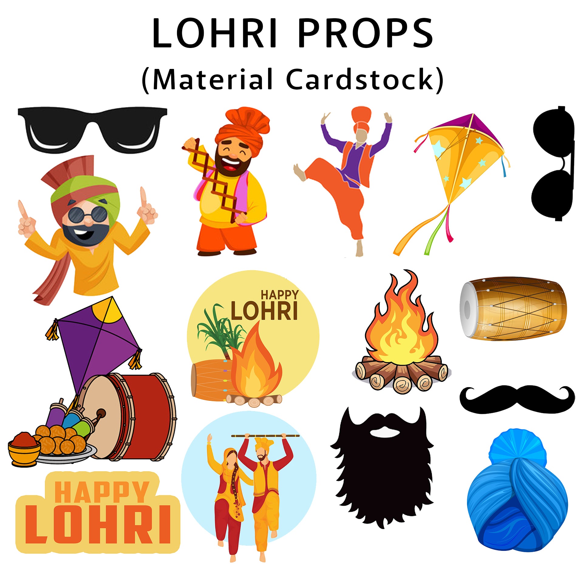 Lohri Party Photo Booth Props Kit