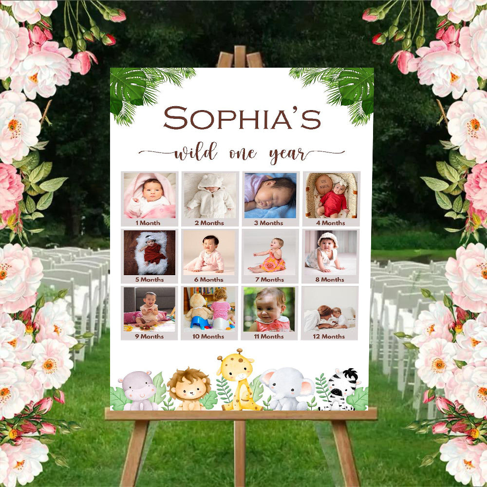 Wild one Theme Baby First Year Photo Sign Board