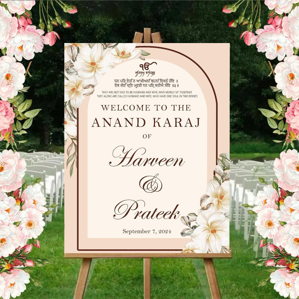 Indian Punjabi Wedding Anand Karaj Ceremony Welcome Board for Decoration