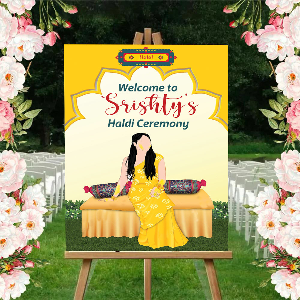 Haldi Ceremony Welcome Board for Decoration