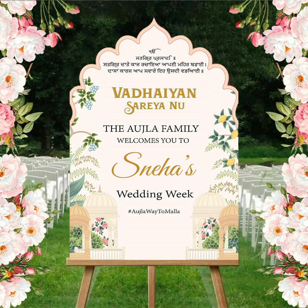 Indian Wedding Week Ceremony Welcome Board for Decoration