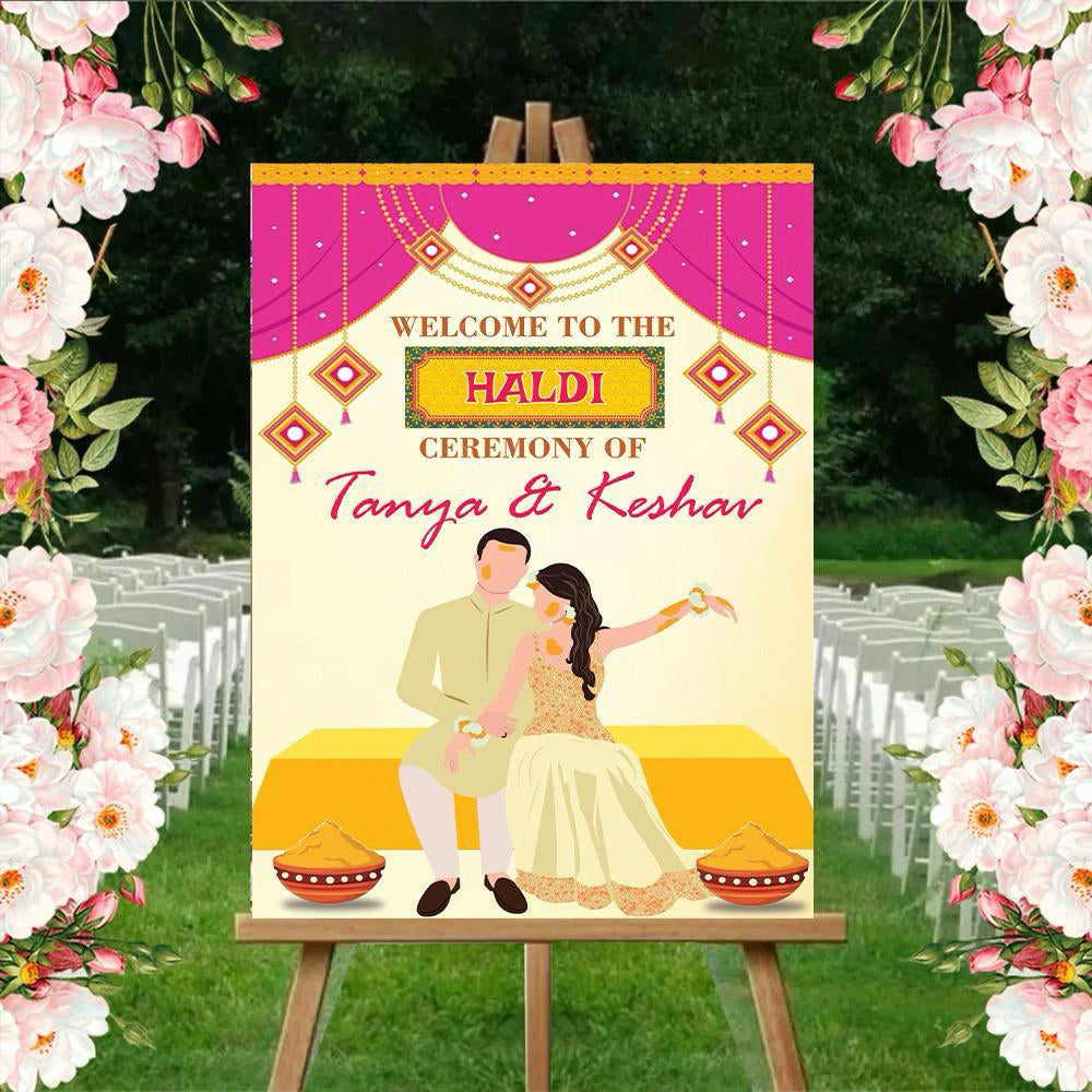 Haldi Ceremony Welcome Board for Decoration