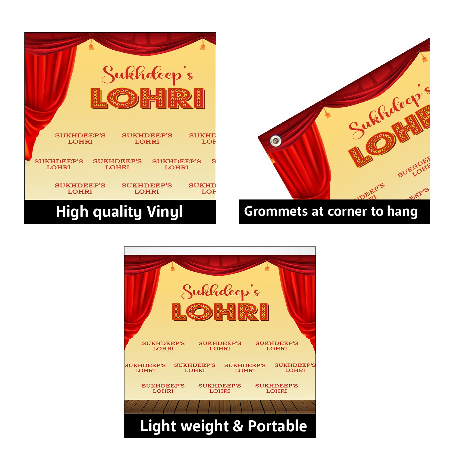 Lohri Party Personalized Backdrop for Decoration
