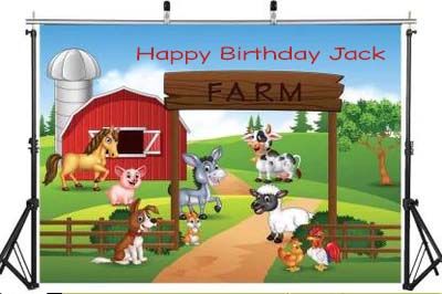 Farm Animal Birthday Party Personalized Backdrop.