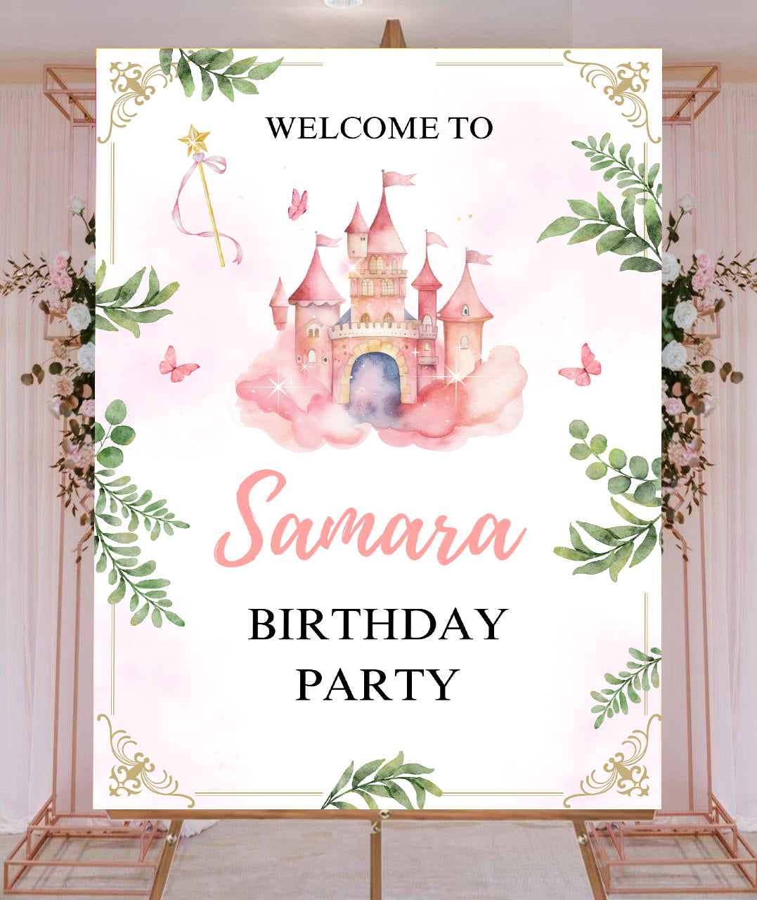 Princess Theme Birthday Party Yard Sign/Welcome Board