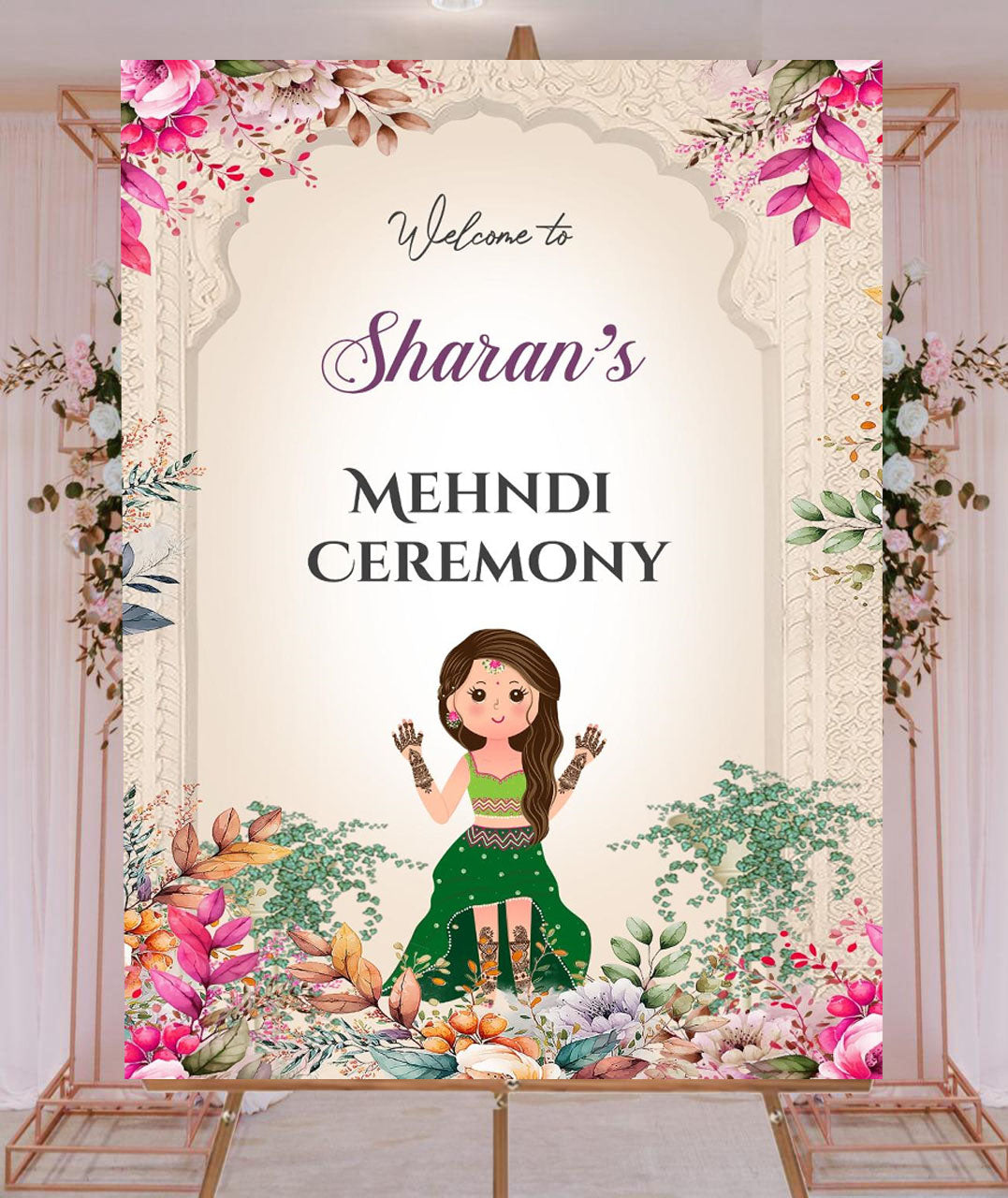 Mehndi Ceremony Signage or Welcome Board for Decoration