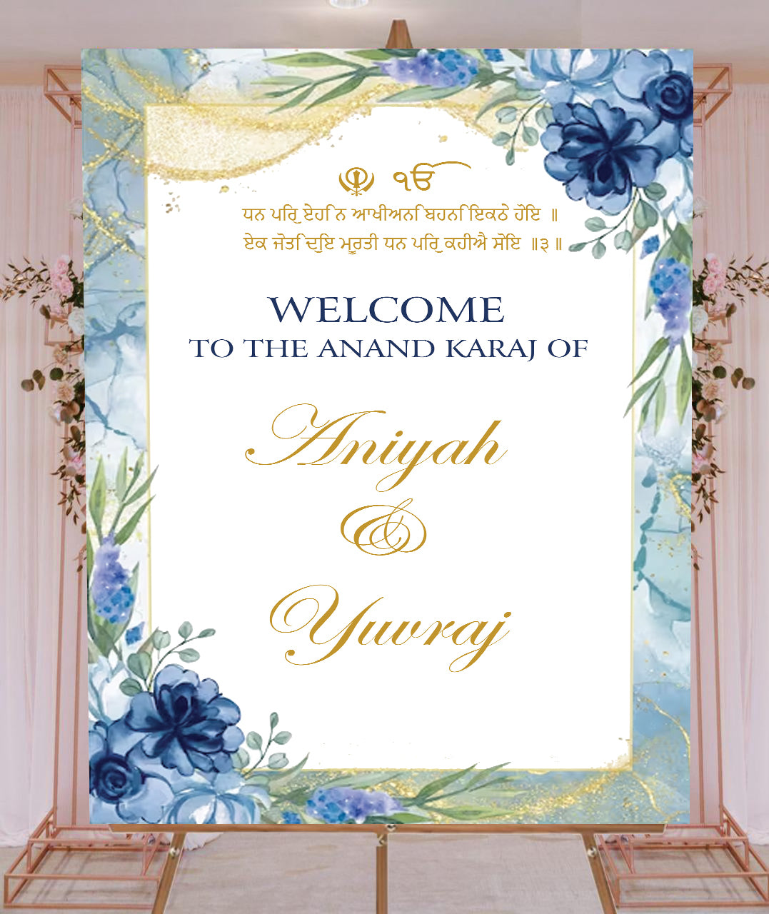 Indian Punjabi Wedding Anand Karaj Ceremony Welcome Board for Decoration