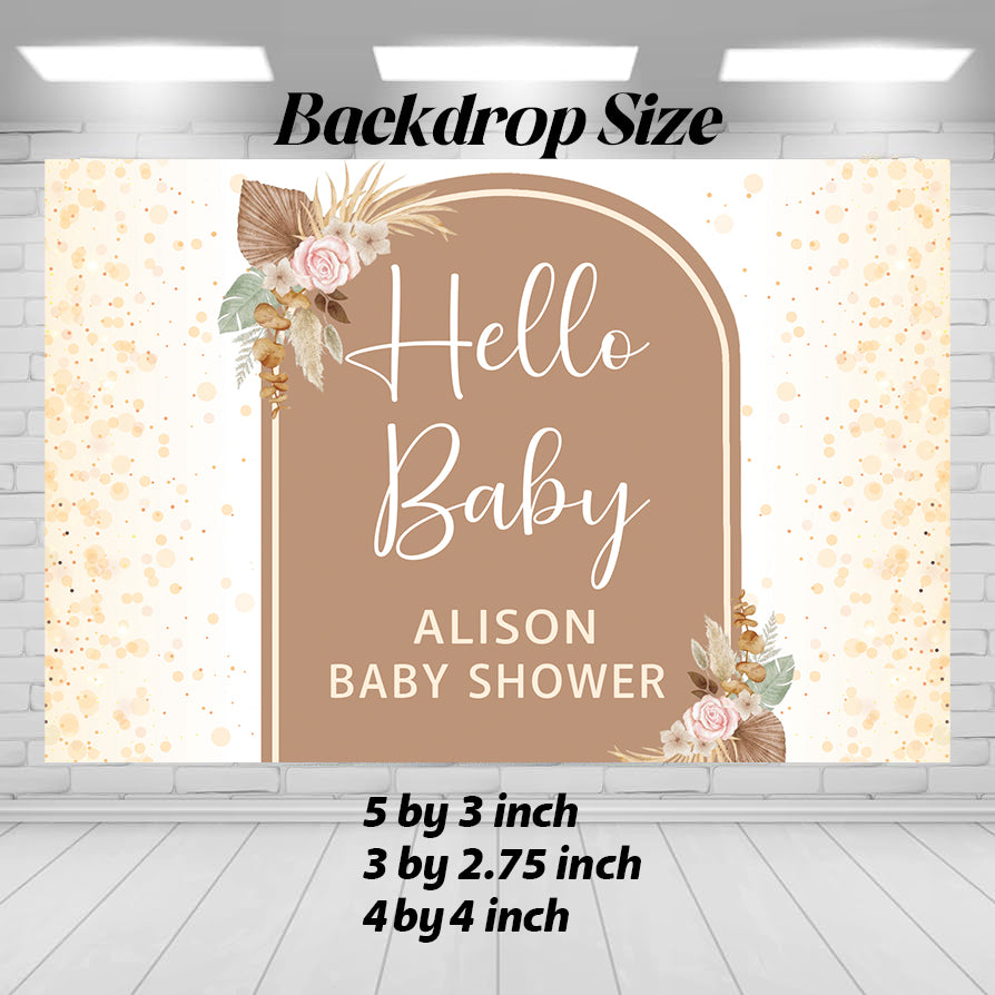 Boho Theme Baby Shower Party Personalized Backdrop