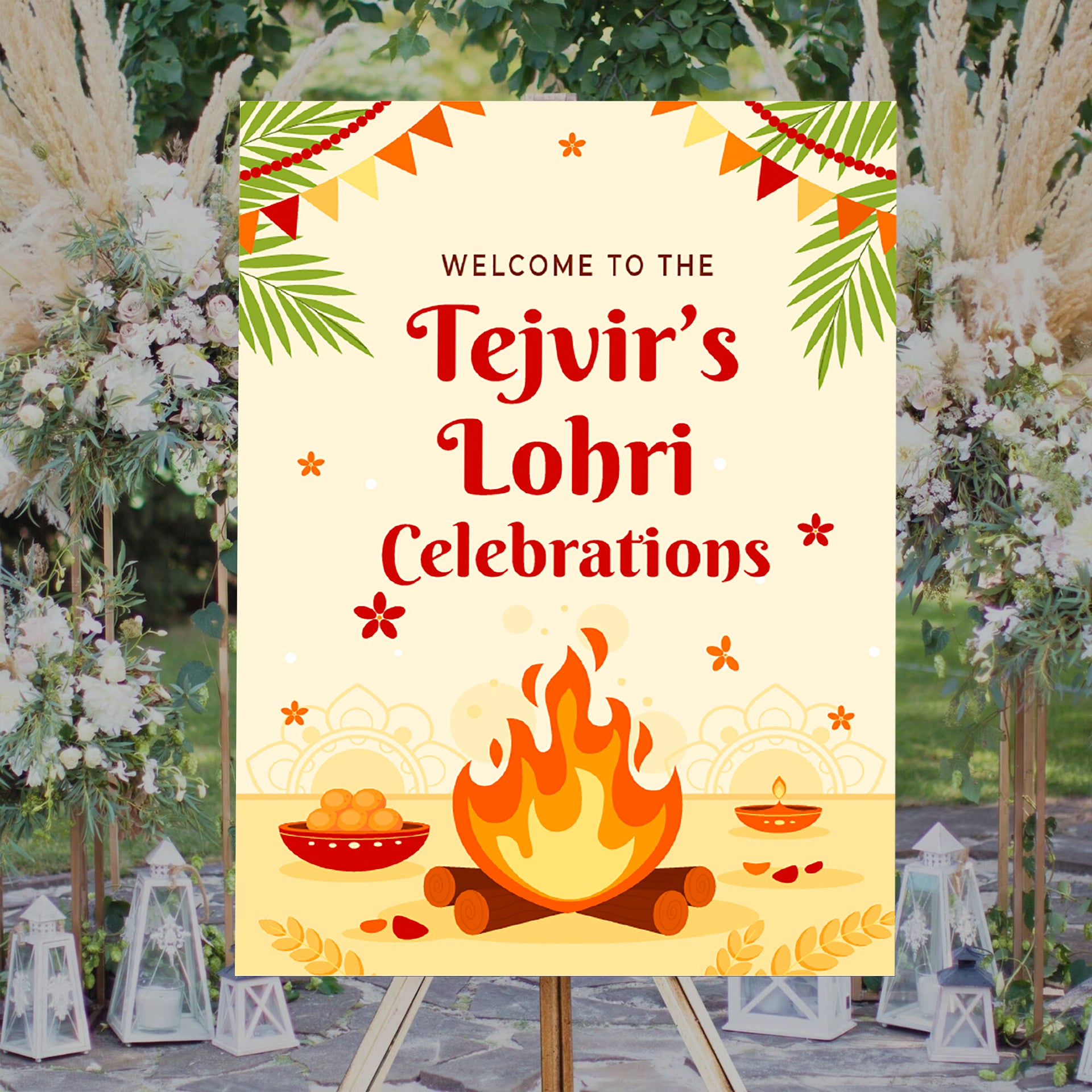 Lohri Party Personalized Yard Sign/Welcome Board
