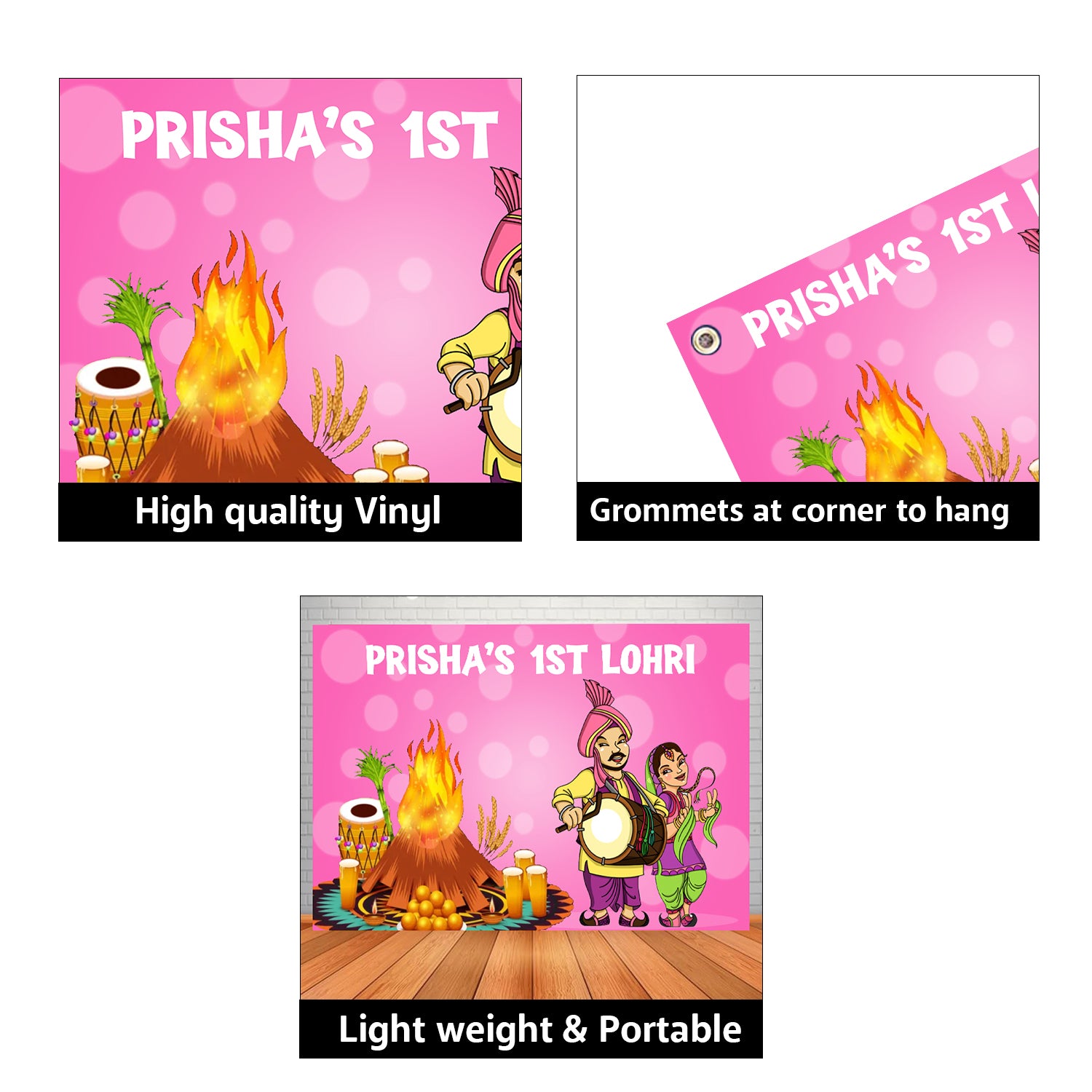 Lohri Party Personalized Backdrop