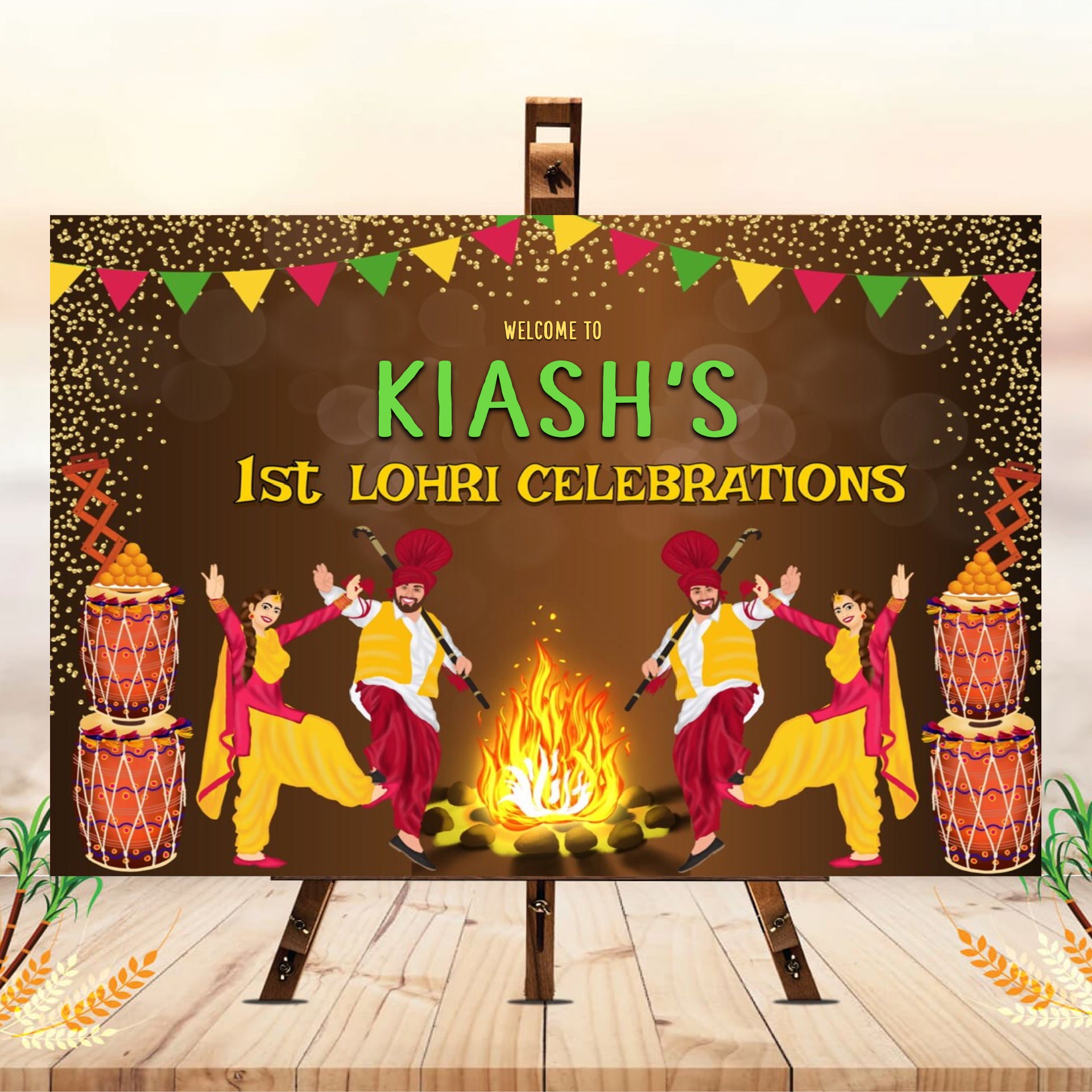 Lohri Party personalized Yard Sign/Welcome Board
