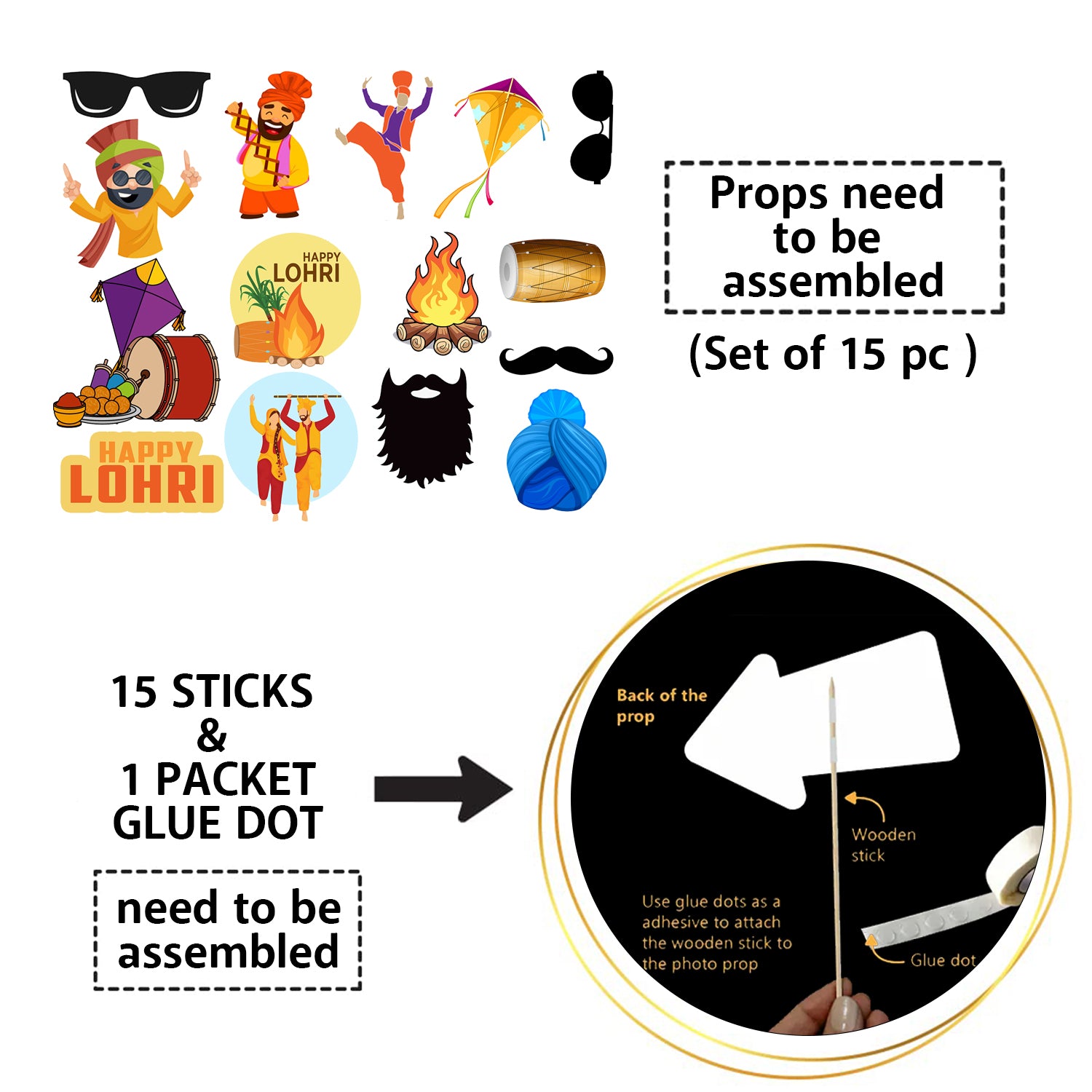 Lohri Party Photo Booth Props Kit