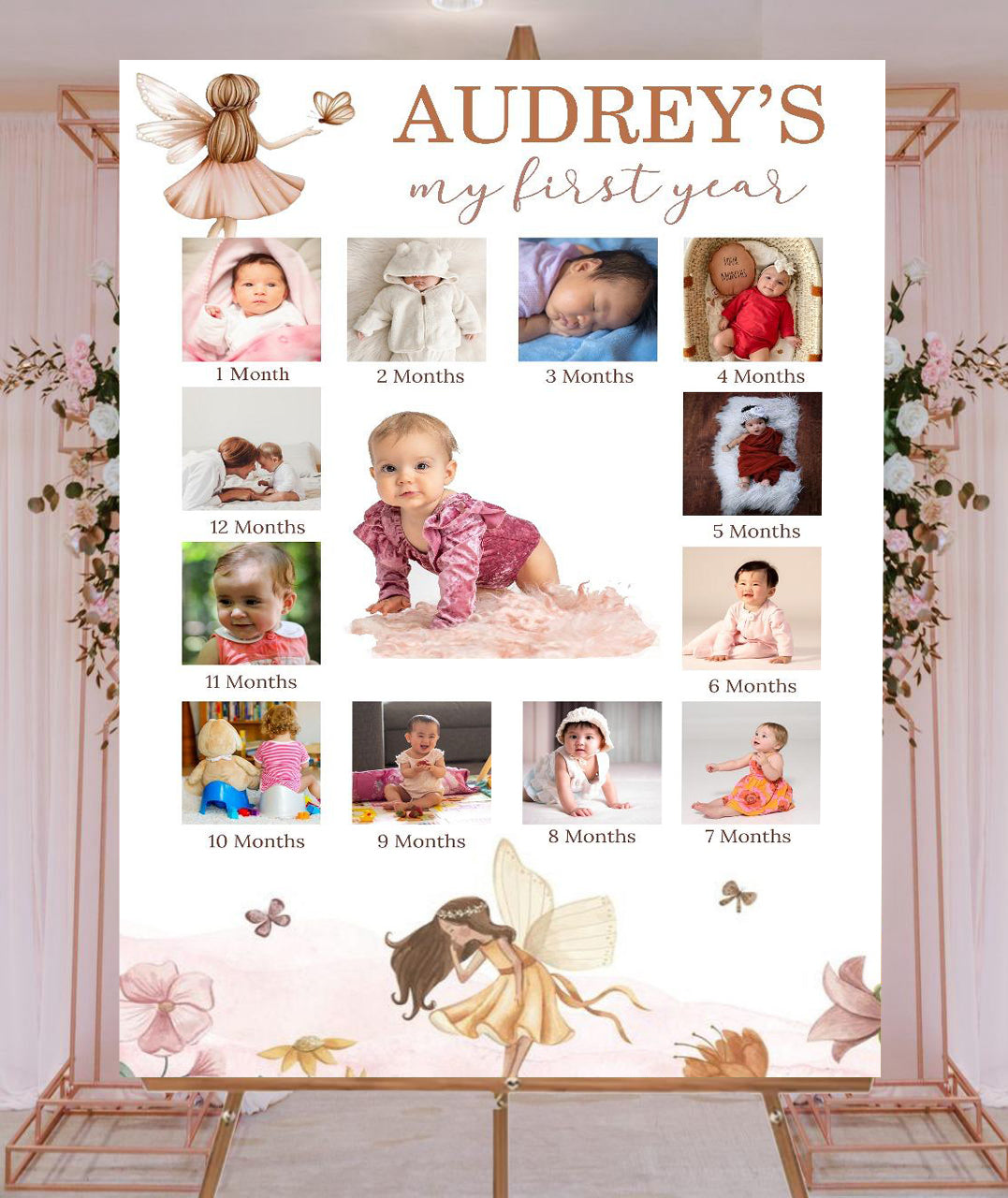 Fairies Theme Baby First Year Photo Sign Board