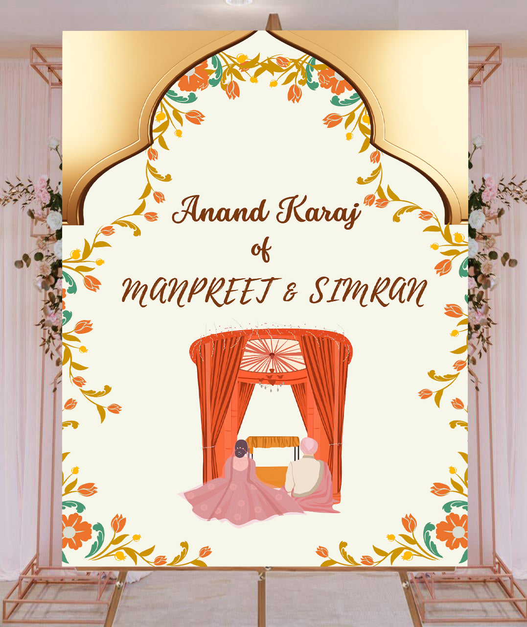 Indian Punjabi Wedding Anand Karaj Ceremony Welcome Board Sign for Decoration
